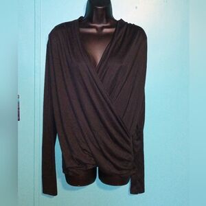 Elegant Black Women's Wrap Blouse